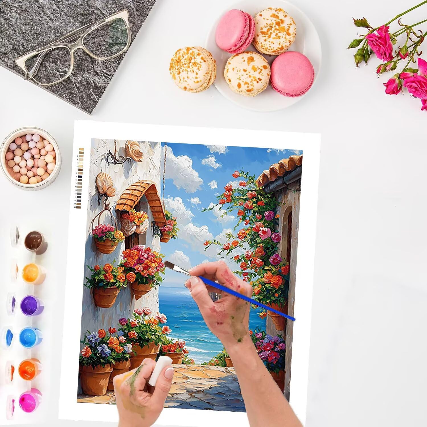 Paesaggio costiero Dipingere con i Numeri per Adulti, 70x90cm a-288 | Paint by Numbers Kit con Pennelli e Acrilico Pigmento, Fai da te Olio La Pittura di Numeri Kit, Decora la Casa, senza Cornice