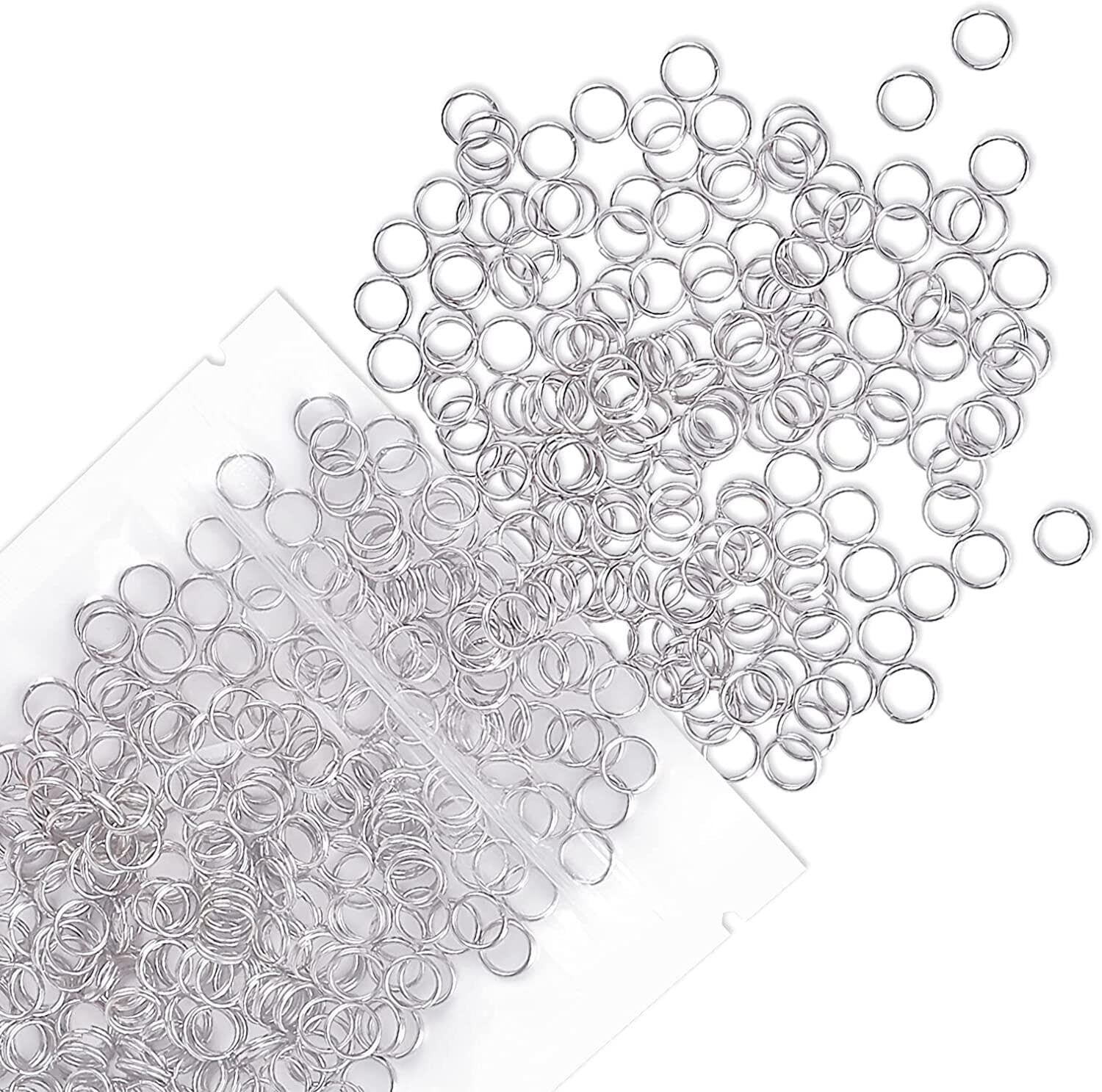 Generic PULABO 500 Pcs 6 Mm Double Loops Split Jump Rings Mini Metal Ring Connectors for Jewelry Necklaces Bracelet Earrings and Crafts Ornament Creative