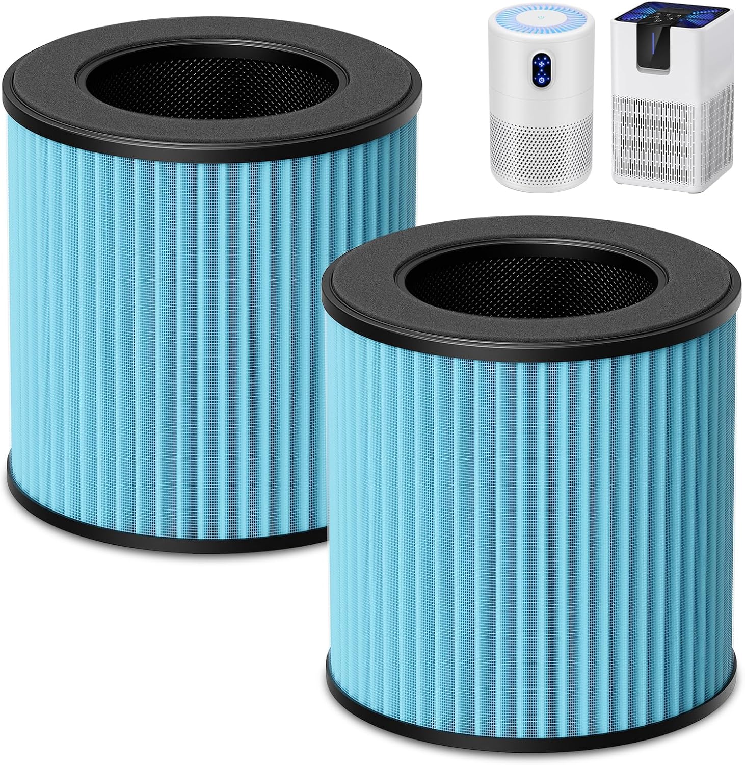 B-D02L/M05 Replacement Filter, Compatible with MOOKA B-D02L & M05 Air Purifier, for VEWIOR B-D02U, for KOIOS B-D02L, 2 Pack Smoke Filter,Blue