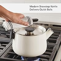 Vista 3 de KitchenAid Teakettles Enamel-on-Steel Stovetop Whistling Teakettle, Induction Ready, Stainless steel Lid, 2 Quart - White