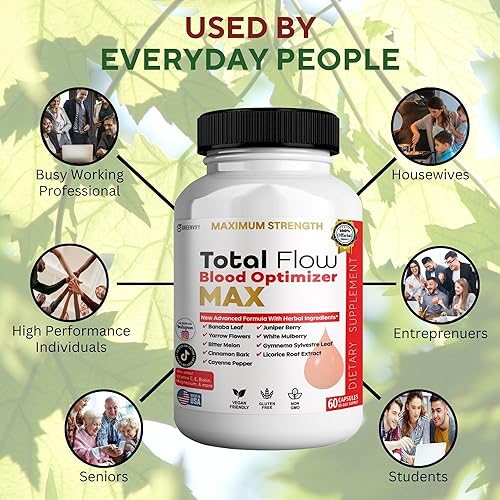 Miniatura 2 de Total Flow Blood Optimizer Max, 60 cápsulas vegetales, suplemento de apoyo de sangre con vitaminas y hierbas (1)