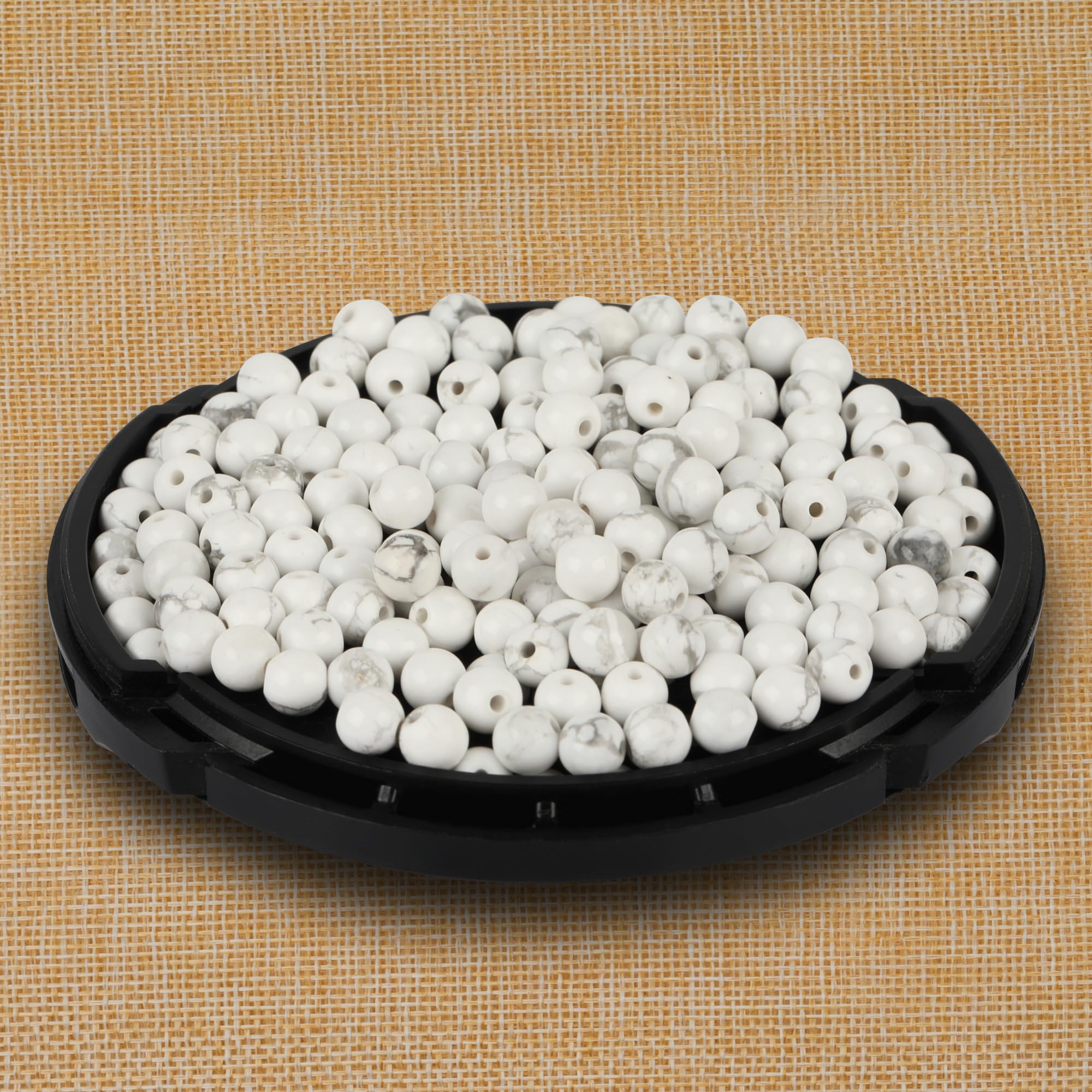SOSMAR 90 Pcs 8mm White Howlite Natural Round Stone Beads White Turquoise Loose Gemstone Beads Semi-Precious Gemstones for Jewelry Making Bracelet Necklace - Image 2