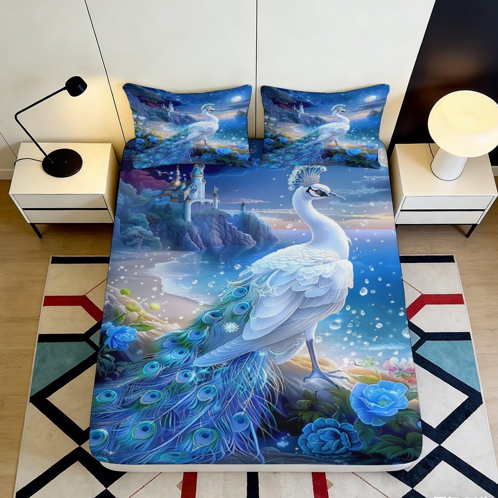 Uxinyoume Style-8 3D Printed Ocean Wave Fitted Sheet Microfiber Soft Breathable Sunset Beach Mattress Cover For Bedroom Guest Room Decor 90X200x25cm