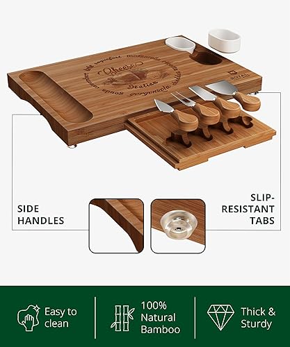 Miniatura 31 de ROYAL CRAFT WOOD Tablas de bambú extra grandes para charcutería – Juego de tablas de charcutería grande con 3 cuencos para salsa, 4 cuchillos