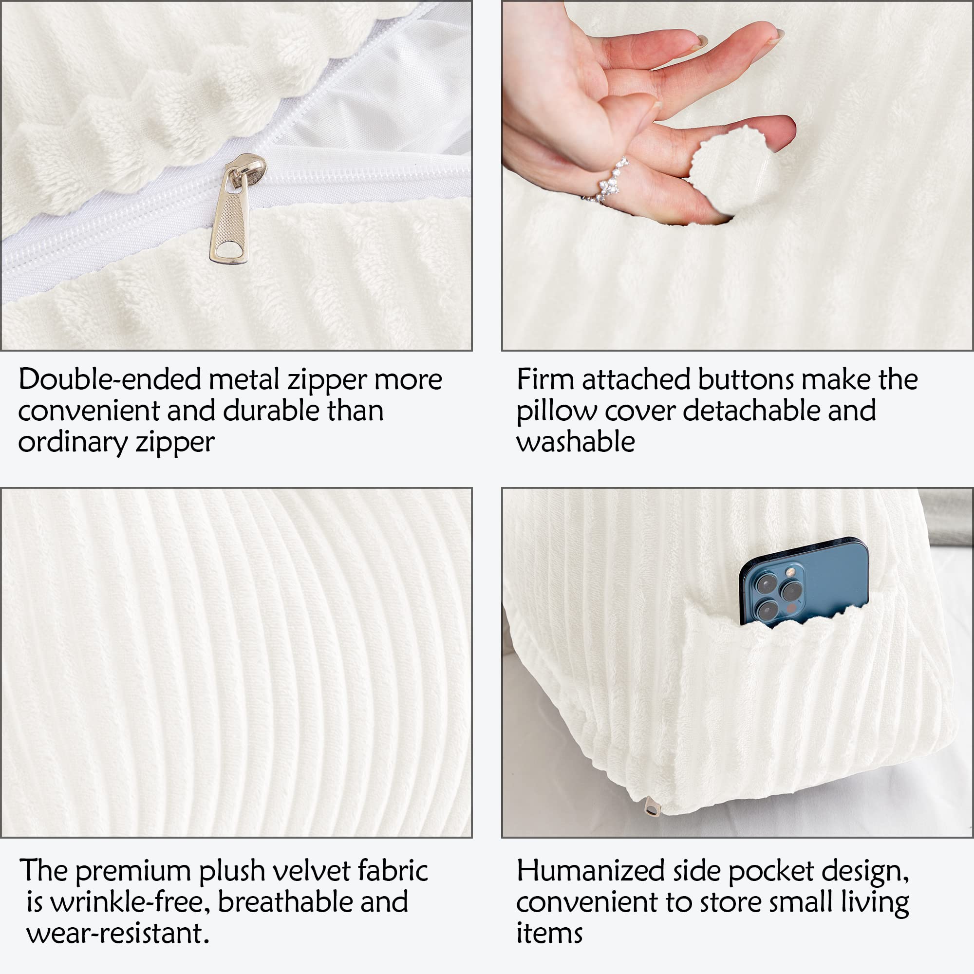 Activance Large Triangular Headboard Wedge Bed Rest Reading Pillow Backrest Positioning Support Bolster Cushion with Removable Cover (White, Twin: 39x8x20 Inches)