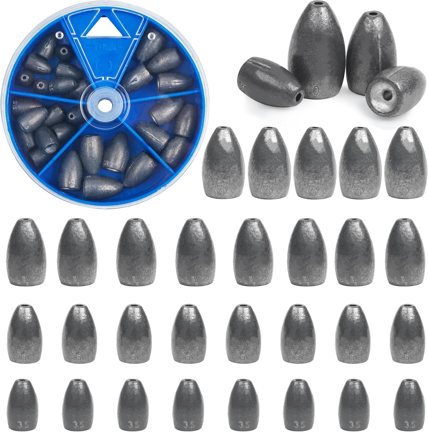 Bullet Fishing Sinkers Flipping Fishing Weights, 29pcs