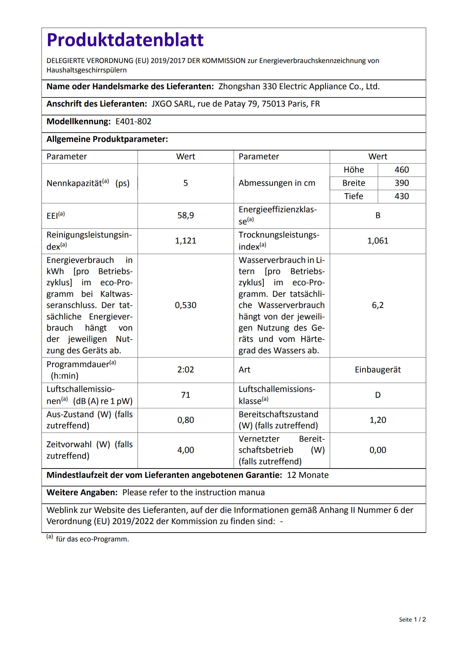 Mini-Geschirrspüler, 6 Programme, 8 Gedecke, 5 Liter Wasser, für Familienküchen