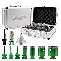 Vista 10 de Kit de brocas de núcleo de diamante, vástago triangular de 6/8/10/20/25/28/1.378 in + vástago hexagonal de 1.378 in, broca biseladora de biselado