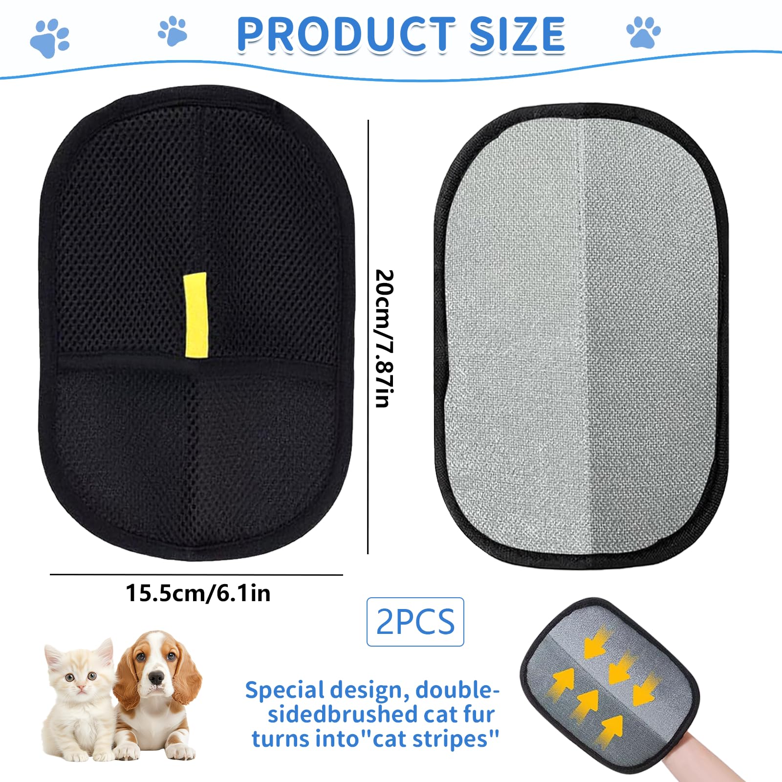2 Pièces Gants d'épilation d'animaux, Gants d'épilation électrostatiques, Brosse Anti Poils Animaux, Gant pour enlever Les Poil de Chat, pour Le Nettoyage, L'épilation Et La Beauté