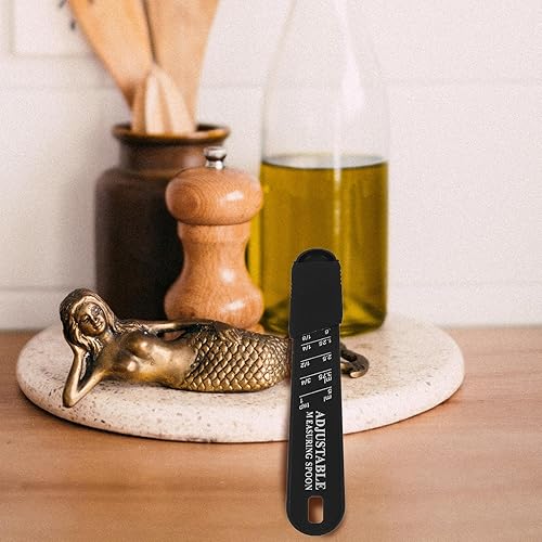 Miniatura 7 de Adjustable Sliding Measuring Spoon Set, Black Plastic Seasoning Spoons for Baking and Cooking, 2pcs Kitchen Accessory for Accurate Powder and Spice