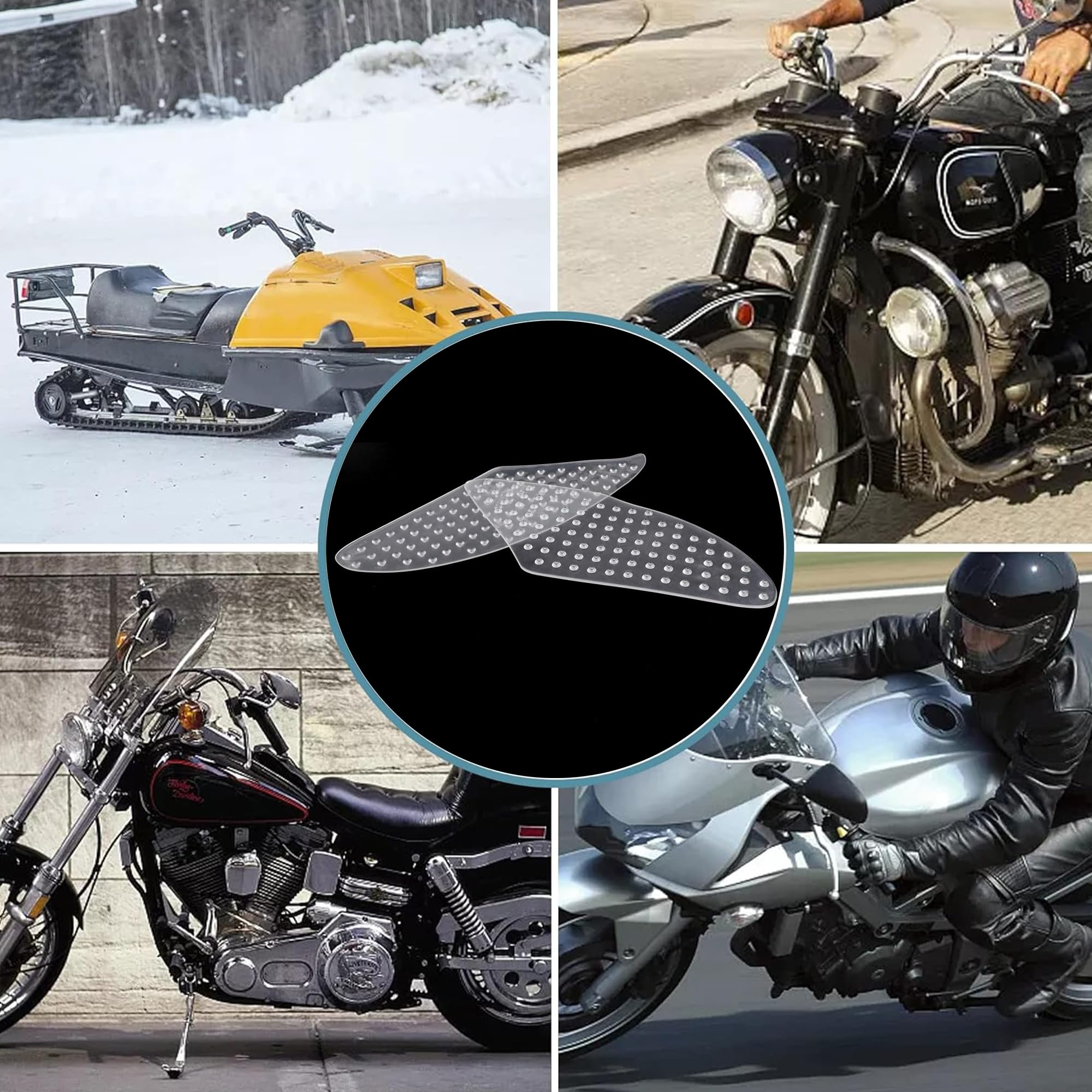 2 pezzi Universale Moto Carburante Serbatoio Pad Para Colpi e Protezione Graffi Serbatoio Protezione Serbatoio Trazione Pad Fishbone Adesivo Protezione vernice per serbatoio moto (trasparenza)