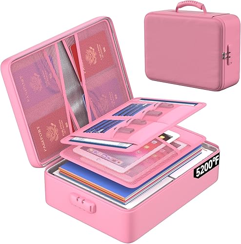 Miniatura 36 de ENGPOW Bolsa de documentos ignífuga de 5200°F con cerradura, caja ignífuga con aislamiento térmico mejorado, organizador de archivos de 8 capas