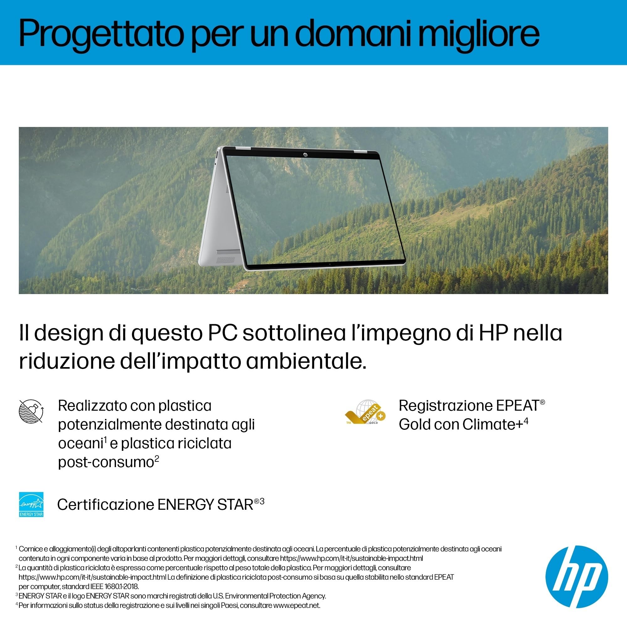 HP OmniBook 5 Flip 14-fp0004sl, Notebook, (Processore Intel Core 3 100U, 8GB RAM, 512GB SSD, Windows 11), Lavoro d'ufficio avanzato, Multitasking, Convertibile, Tastiera Italiana QWERTY, Argento
