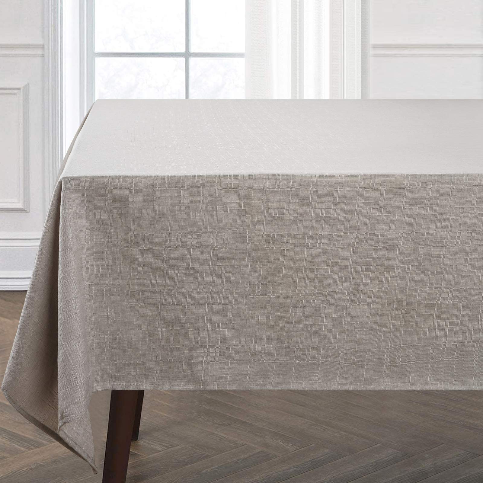 Faux Linen Tablecloth, Wrinkle Free Soft Table Cloth, Flax Linen Tablecloth for Kitchen Dining Room Party Decoration, Tabl...