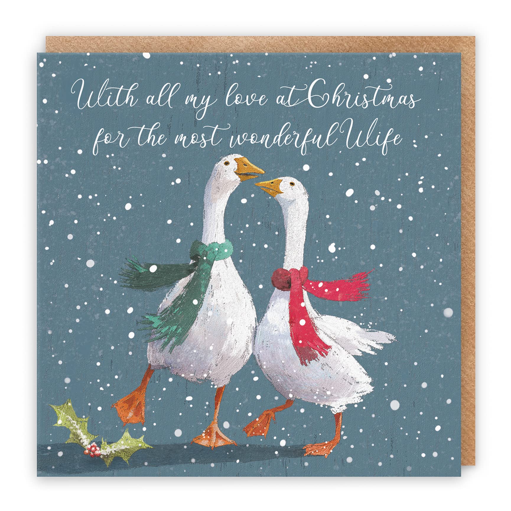 Hunts England Wife Stunning Artistic Christmas Card, With All My Love At Christmas For The Most Wonderful Wife