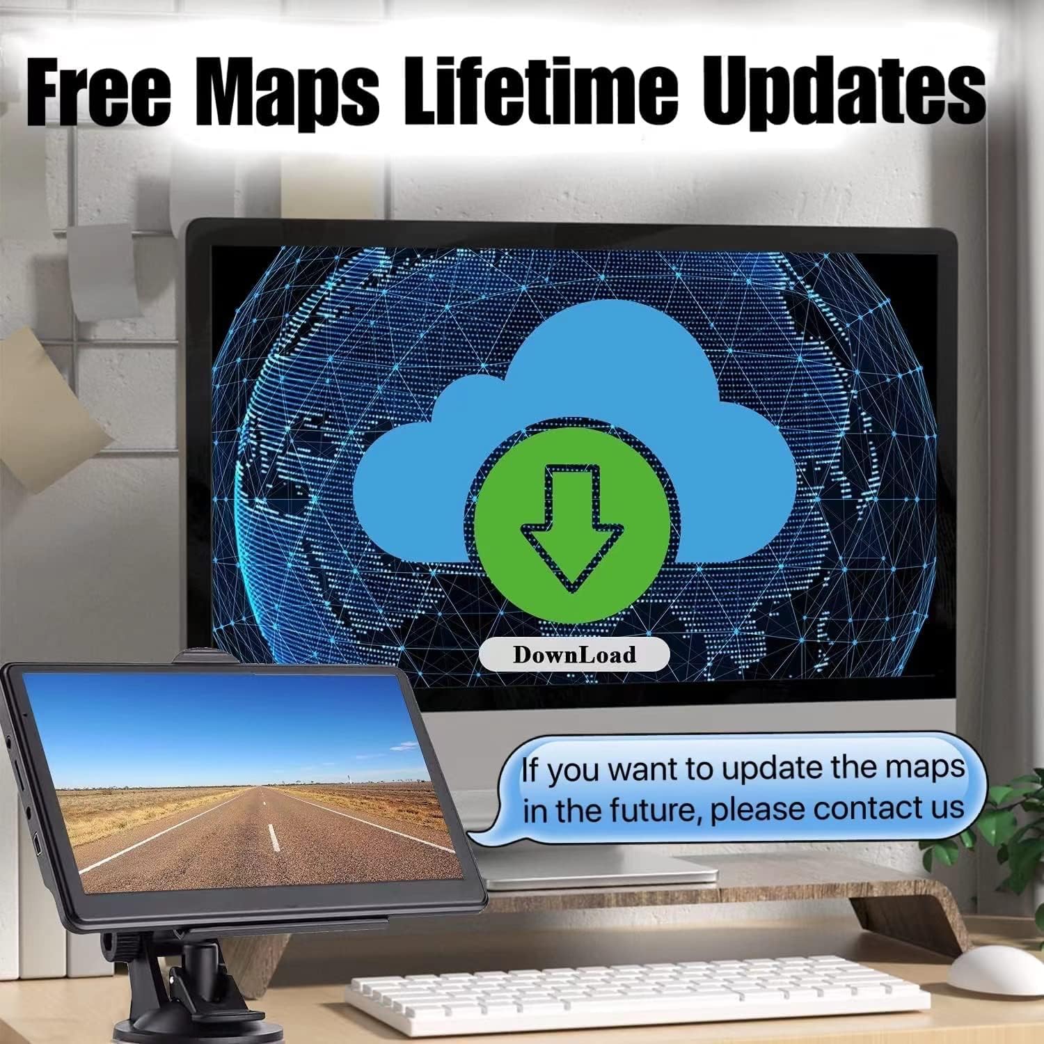 JANFUN GPS Navigation for Car, Latest 2022 Map 7-Inch HD Touch Screen 256-8GB Navigation System, with Voice Guidance and Speed ​​Warning, Lifetime Free Map Updates, Black