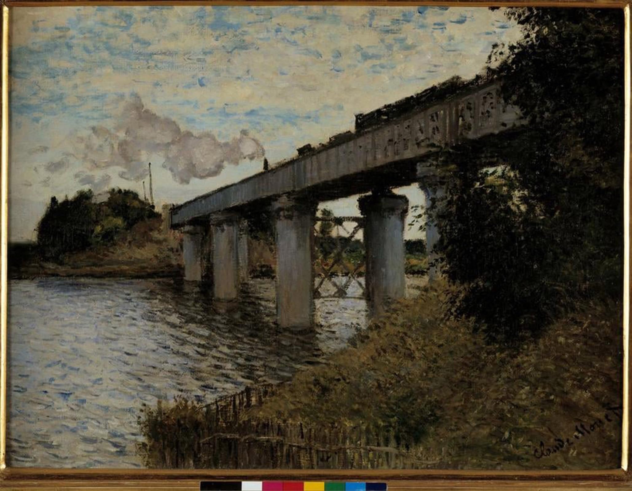 SERENDIPITP Retro Picture Poster Wall Art Pictures Painting the Railway Bridge At Argenteuil by Claude Monet Wall Art Canvas Print for Wall Decor 60x90cm