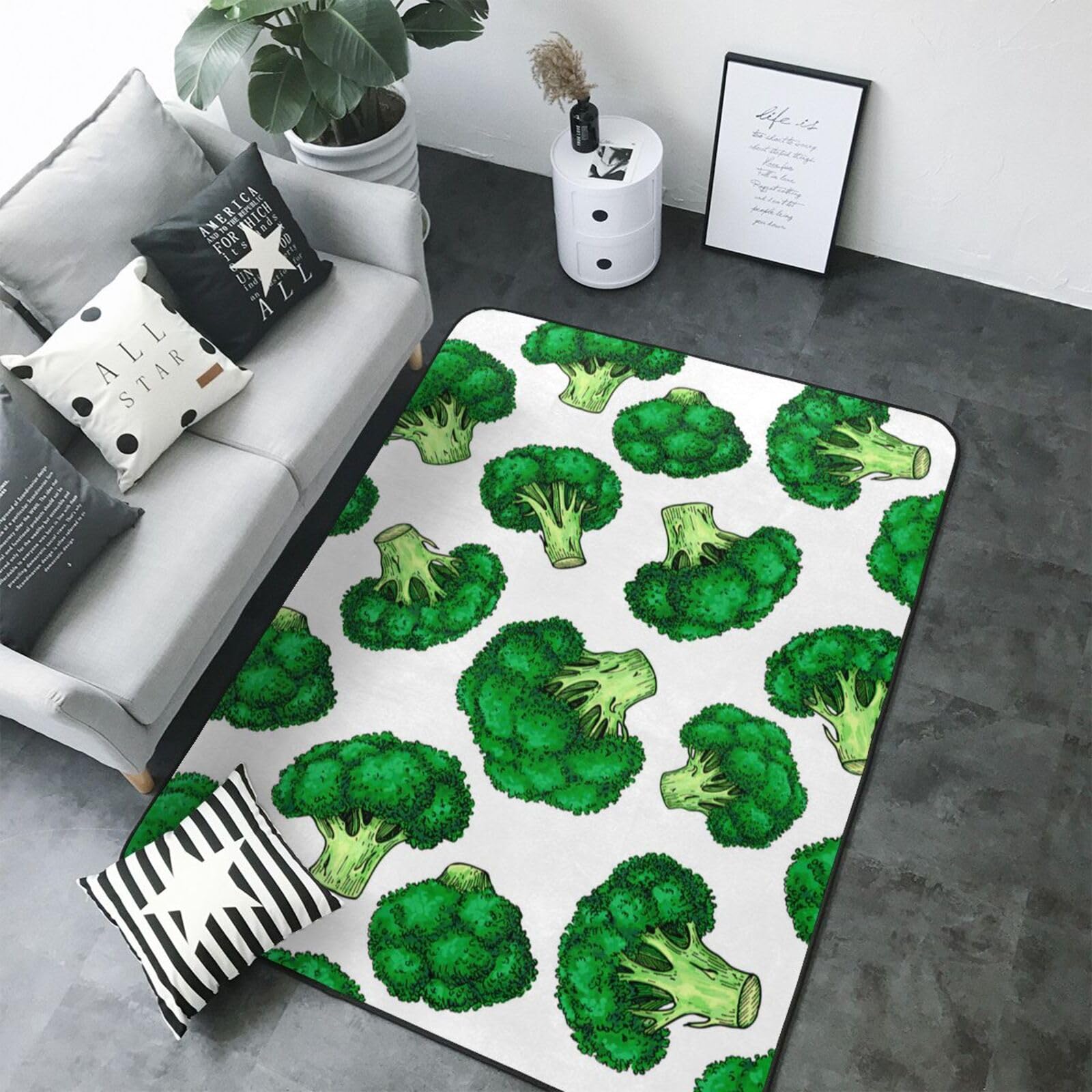 Brokkoli, Großer Teppich, rutschfeste Fußmatte für Wohnzimmer und Schlafzimmer, 208 x 148 cm