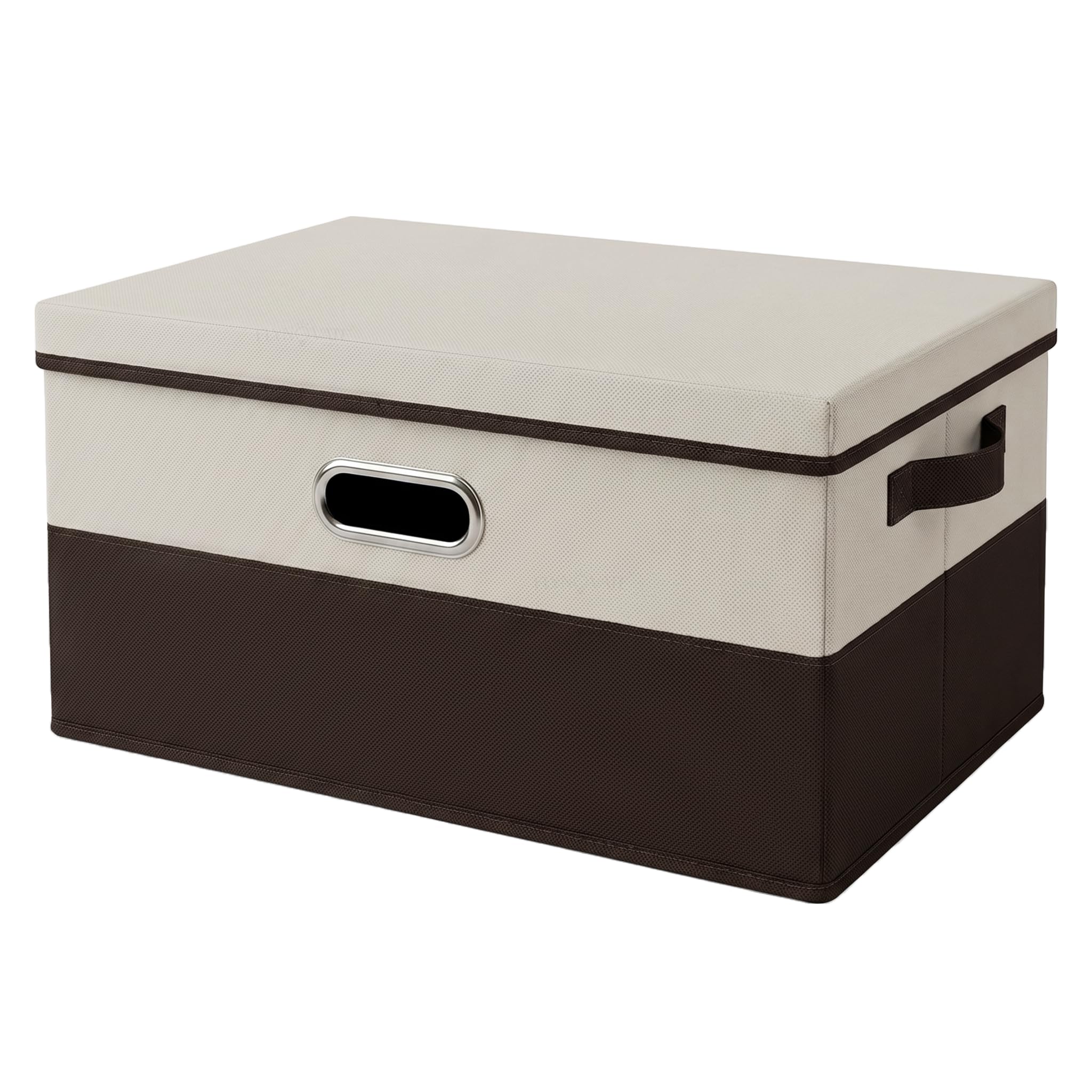 FLYNOVATE Foldable Cloth Storage box for Wardrobe (43X28X22CM)- Pack of 1 | Large Fabric storage box and Organiser with Lid & Metal handle | Strong Organizer Storage box used for Cloths, Books, Sarees-image-38
