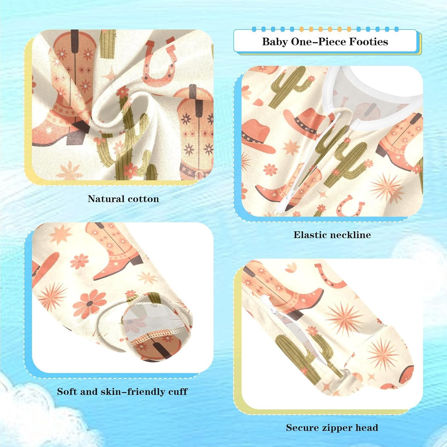 Emelivor Baby Newborn One-Piece Pajamas Cotton Sleepwear Outfits