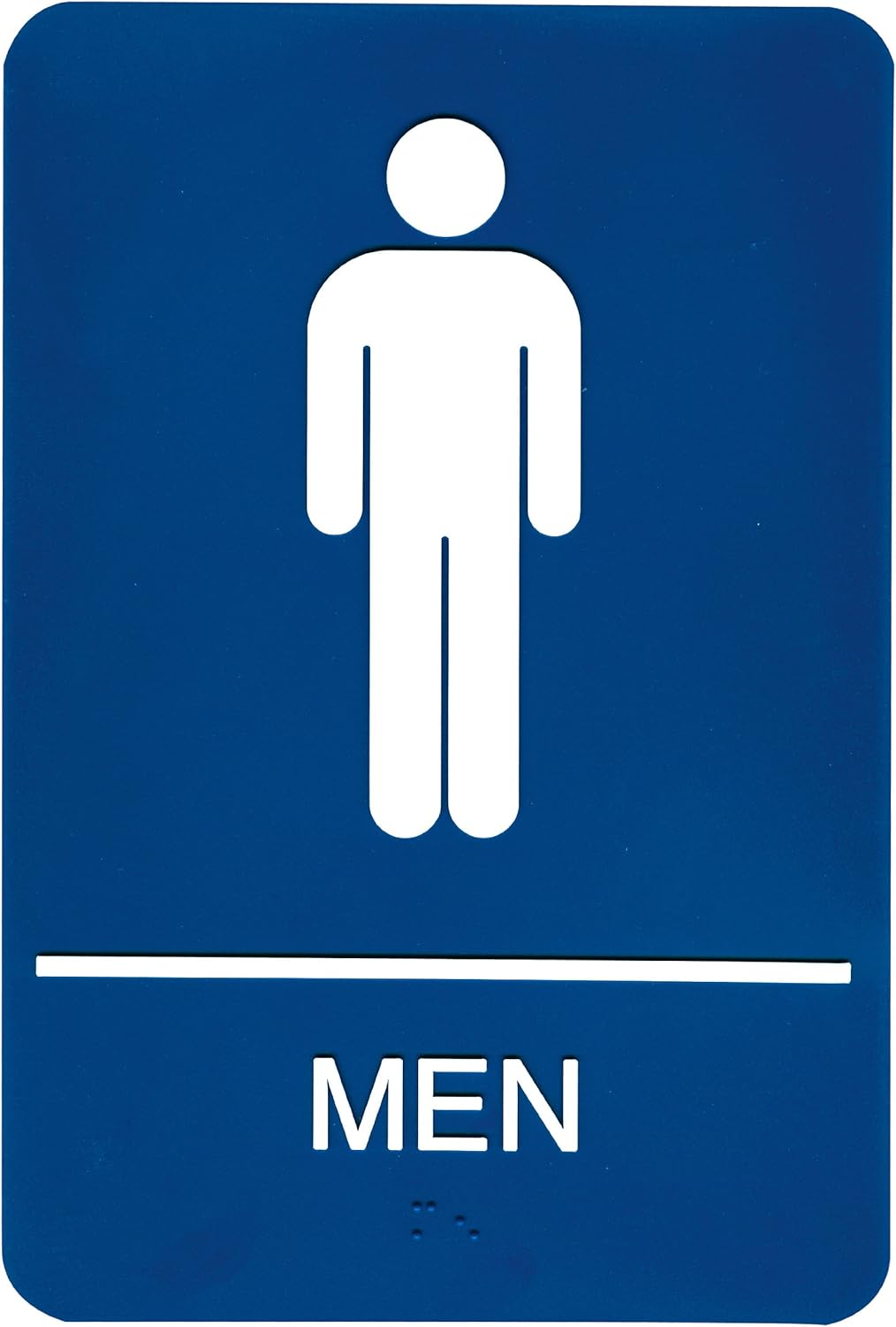 Headline Sign 5209 Men's Restroom ADA Sign with Grade 2 Braille and Tactile Graphics, 6 x 9, Blue/White, Made in USA