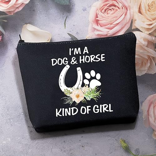 Miniatura 5 de BDPWSS Regalos para amantes de los perros, bolsas de maquillaje de caballos para mujeres, adolescentes, niñas, soy un perro y un caballo