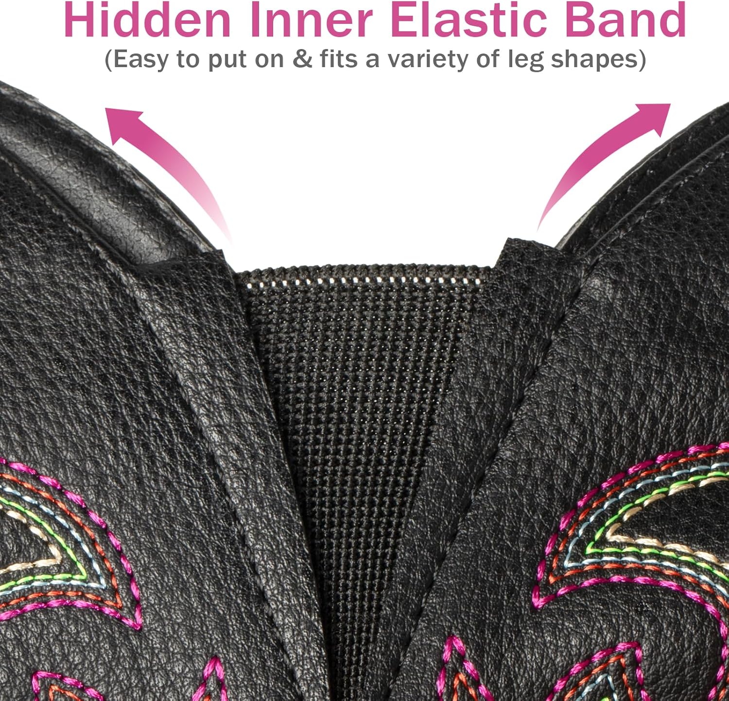 SheSole Women's Extra Wide Calf Cowboy Boots Square Toe – Pull-On Western Boots for Thick Calves, Stretch Comfort & Removable Insole, Classic Western Pattern - Image 6