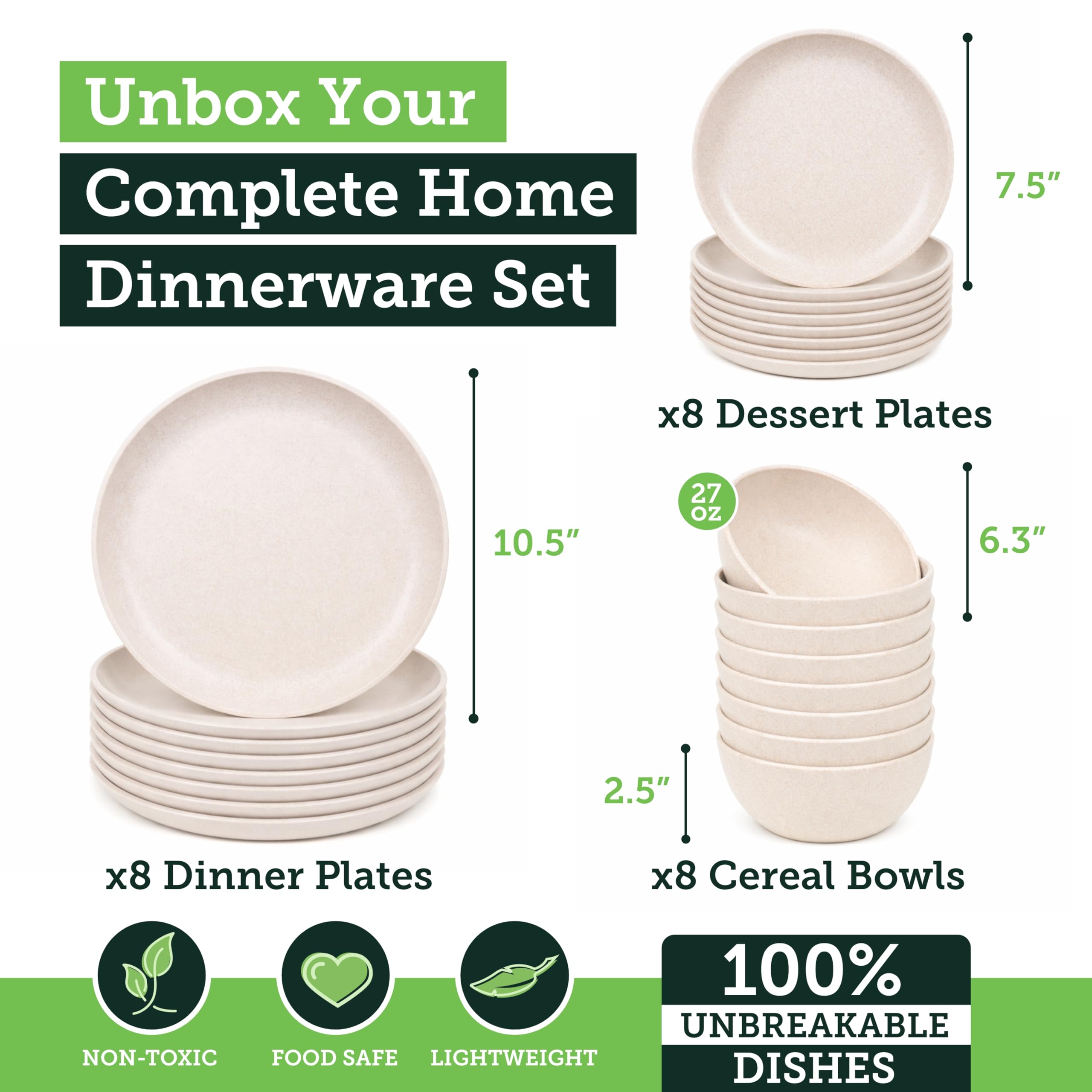Grow Forward Wheat Straw Dinnerware Set - 24 Piece -3 Grow Forward Wheat Straw Dinnerware Set - 24 Piece -3