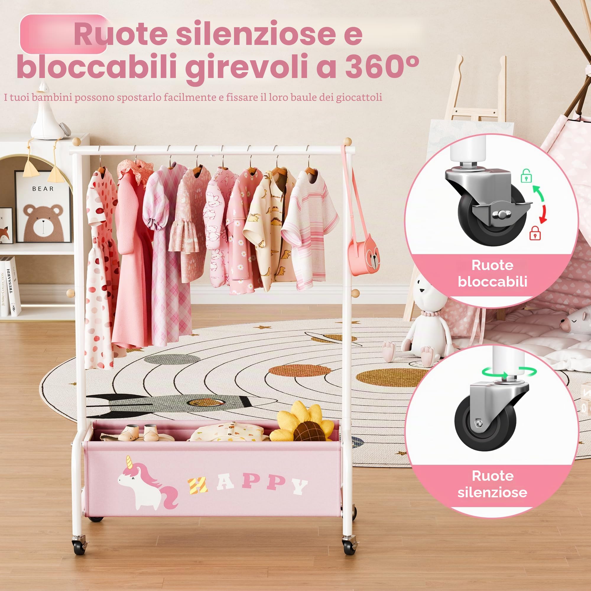 GRANNY SAYS Set di Scatola porta giochi bambini e Appendiabiti Bambini