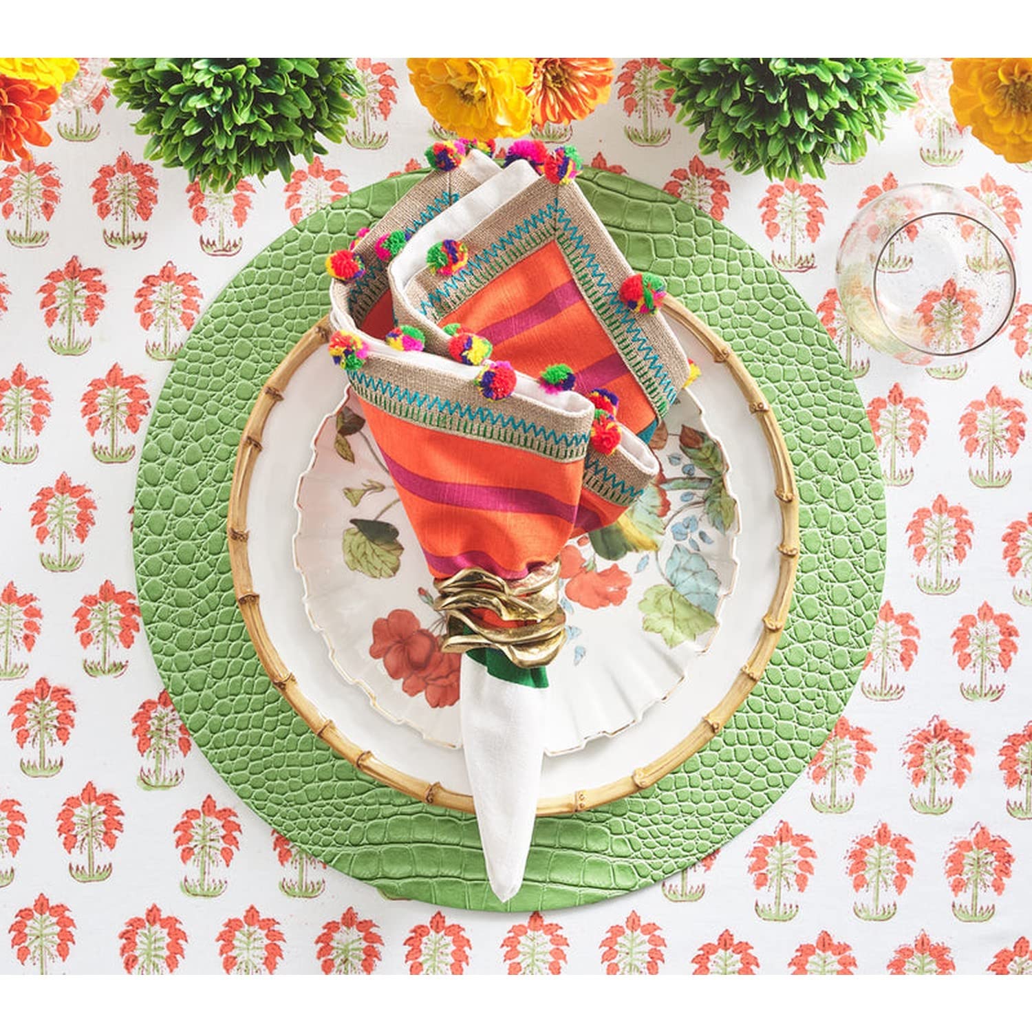 Amazon｜Kim Seybert クロコ プレースマット、4枚セット (グリーン