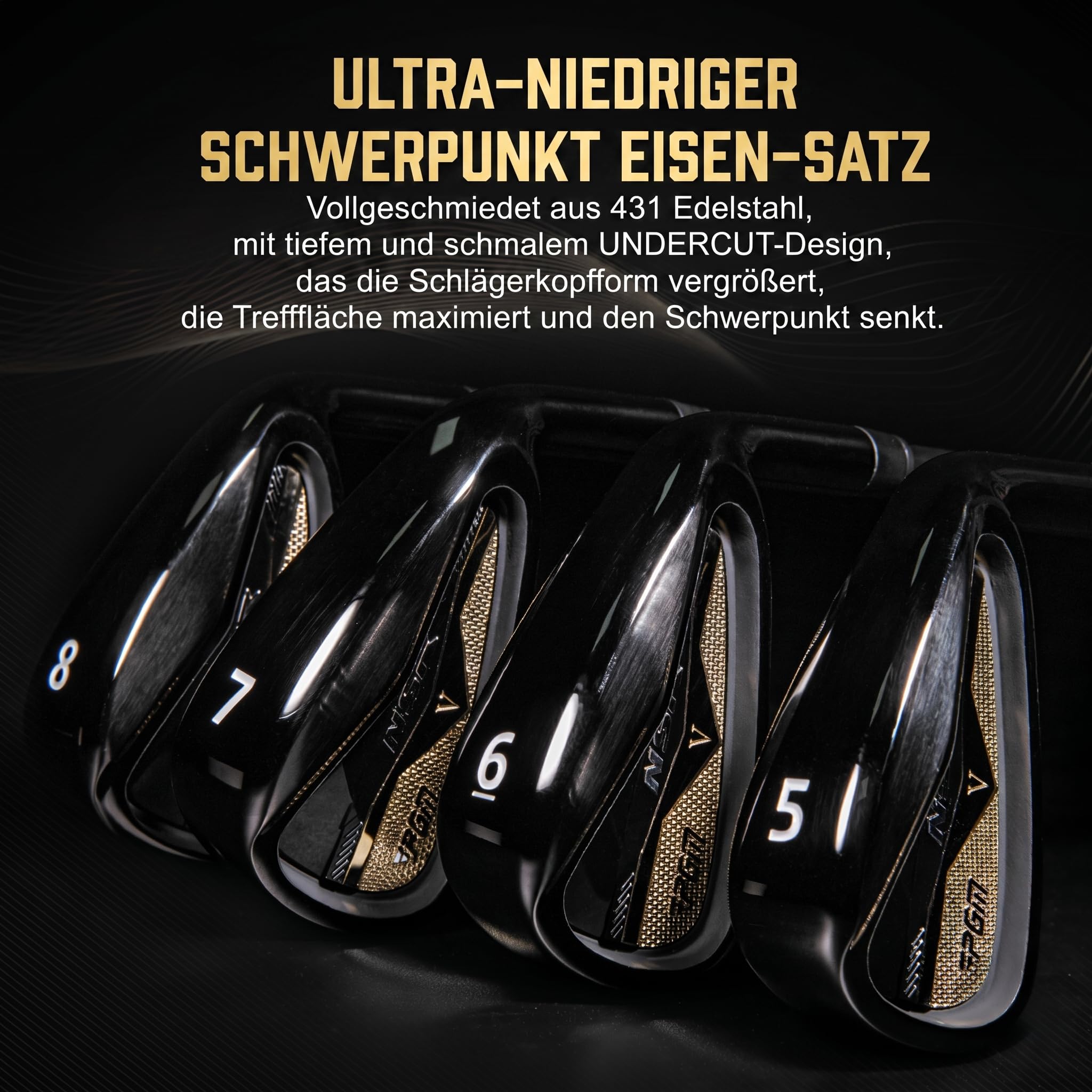 PGM 18-teiliges Herren-Golfschläger-Komplettset – Verstellbarer Loft Titan-Driver (0,86COR), präzisionsgewichtete Fairway-Hölzer, geschmiedete Eisen, CNC-gefräster Putter, mit Standbag – Rechtshänder