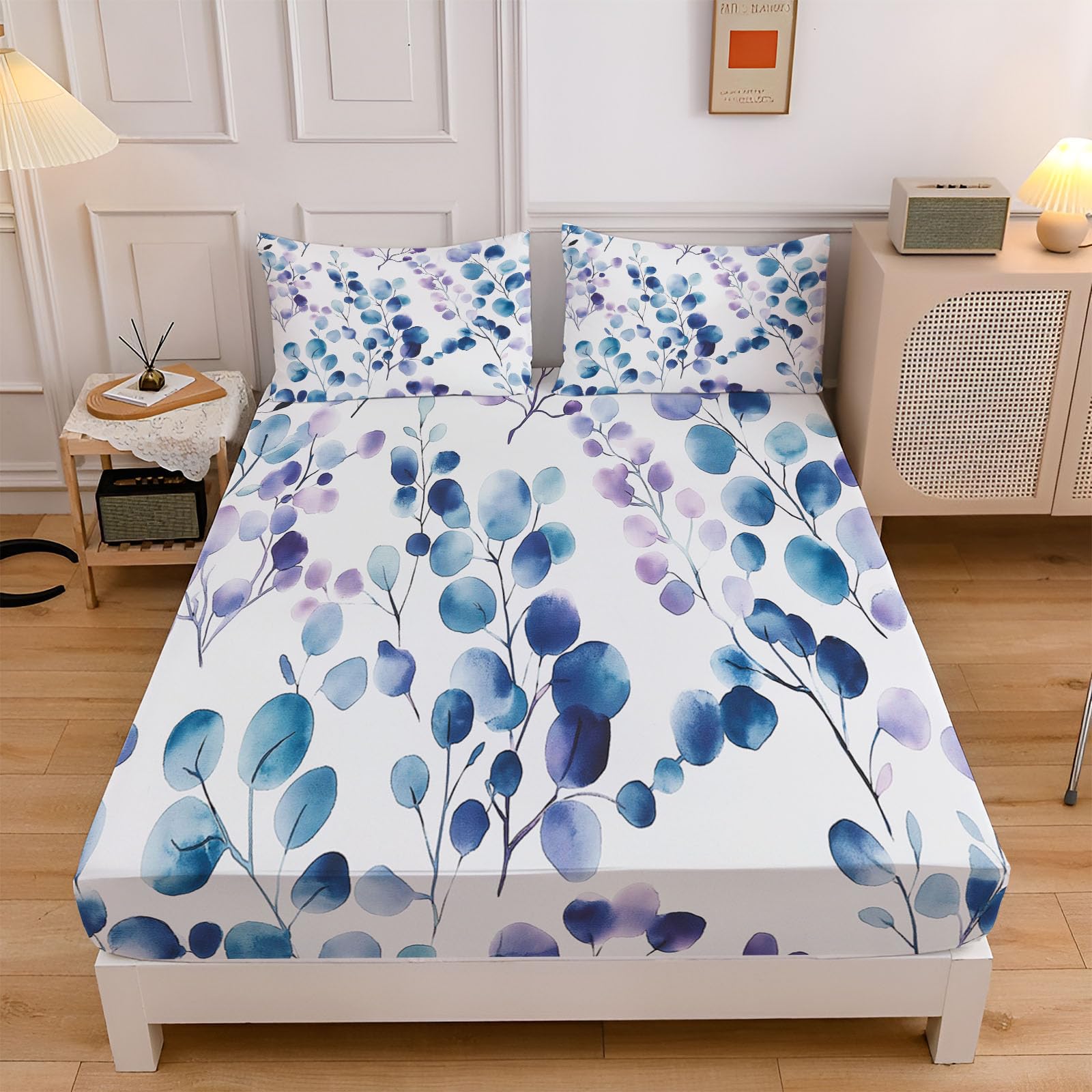Drap housse surmatelas lavable ajustable 180x200 cm bleu marine imprimé