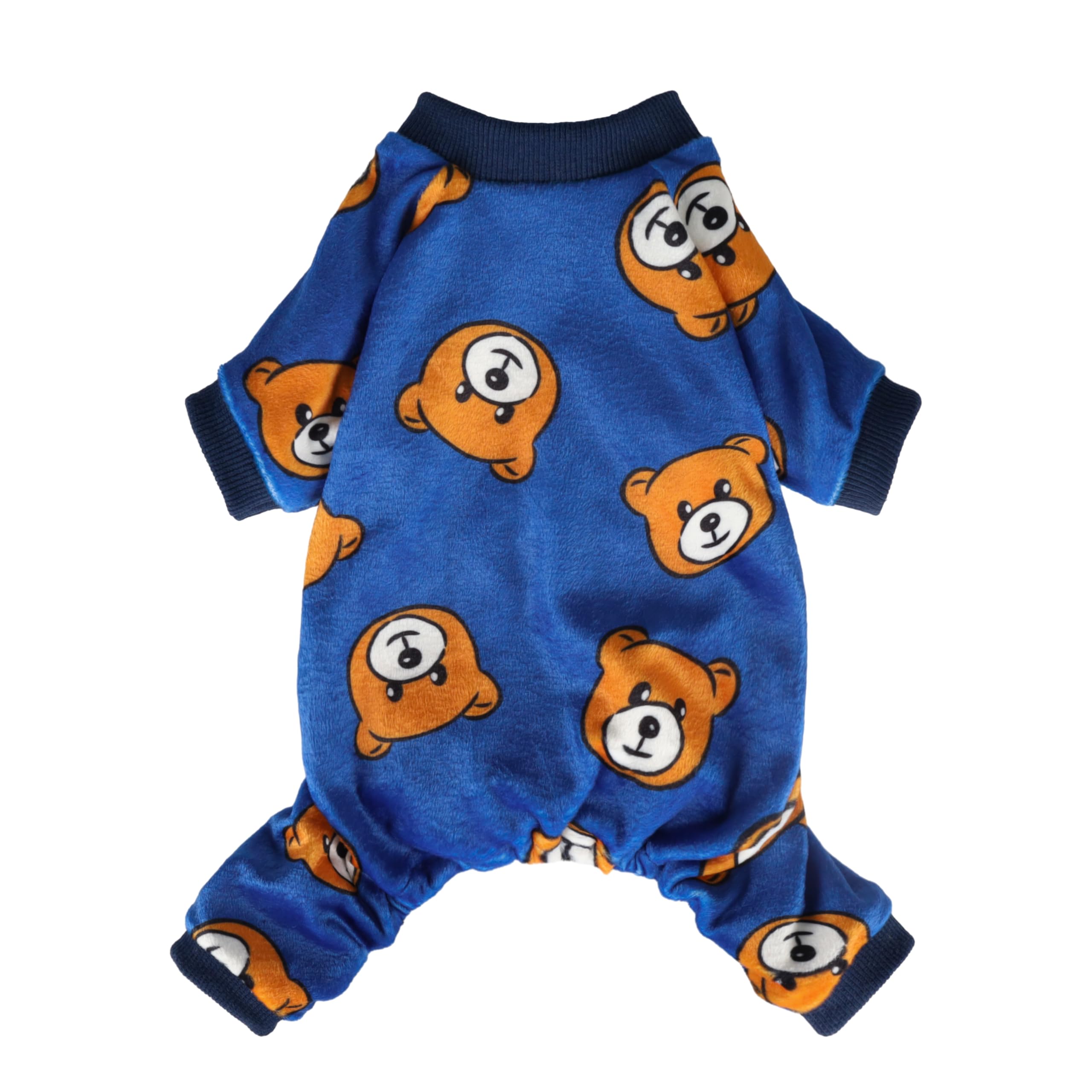 Fitwarm Cute Bear Dog Pajamas, Dog Clothes for Small Dogs Boy Girl, Fleece Pet Onesie with Feet, Royal Blue, Brown, XXL