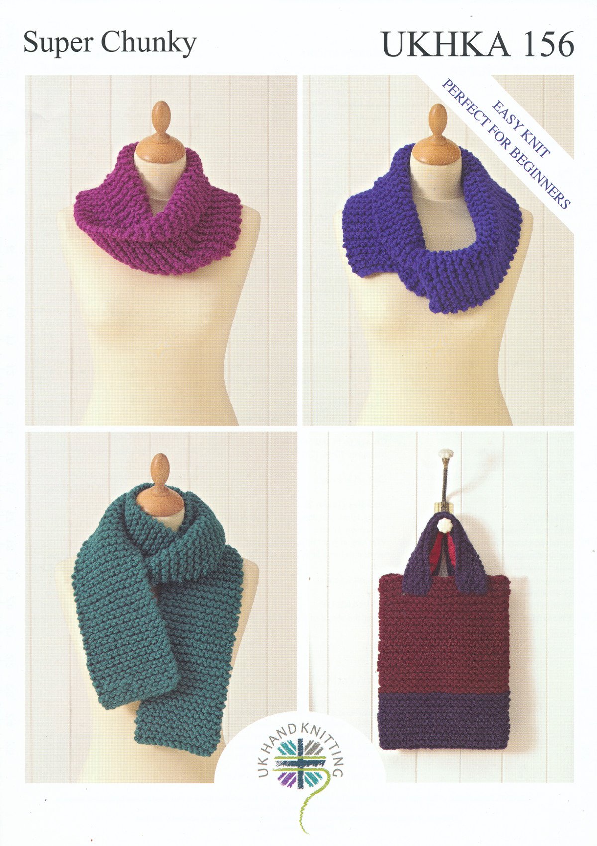 Ukhka Women's Multicolor Super Chunky Knitting Pattern For Easy Knit Scarf Bag & Snoods 156