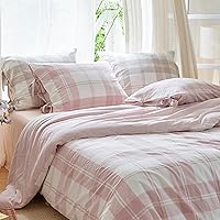 Vista 32 de BISELINA Juego de funda de edredón 100% algodón lavado con textura similar al lino teñido a rayas horizontales reversible, transpirable, suave