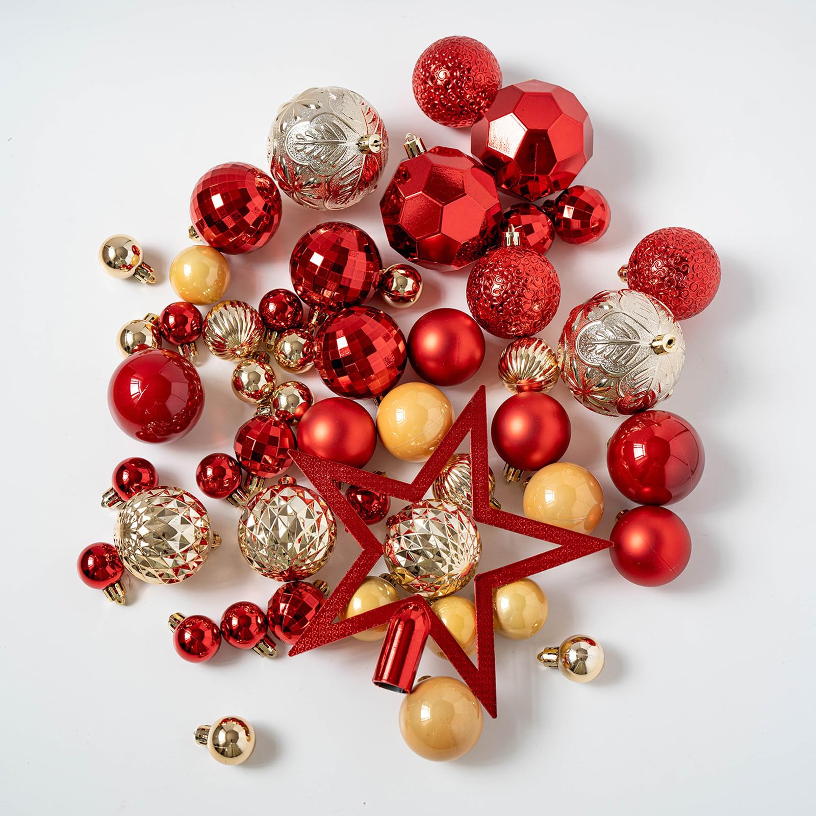 Set di 50 ornamenti natalizi infrangibili con puntali per albero di Natale a forma di stella, per interni ed esterni, decorazioni per le festività