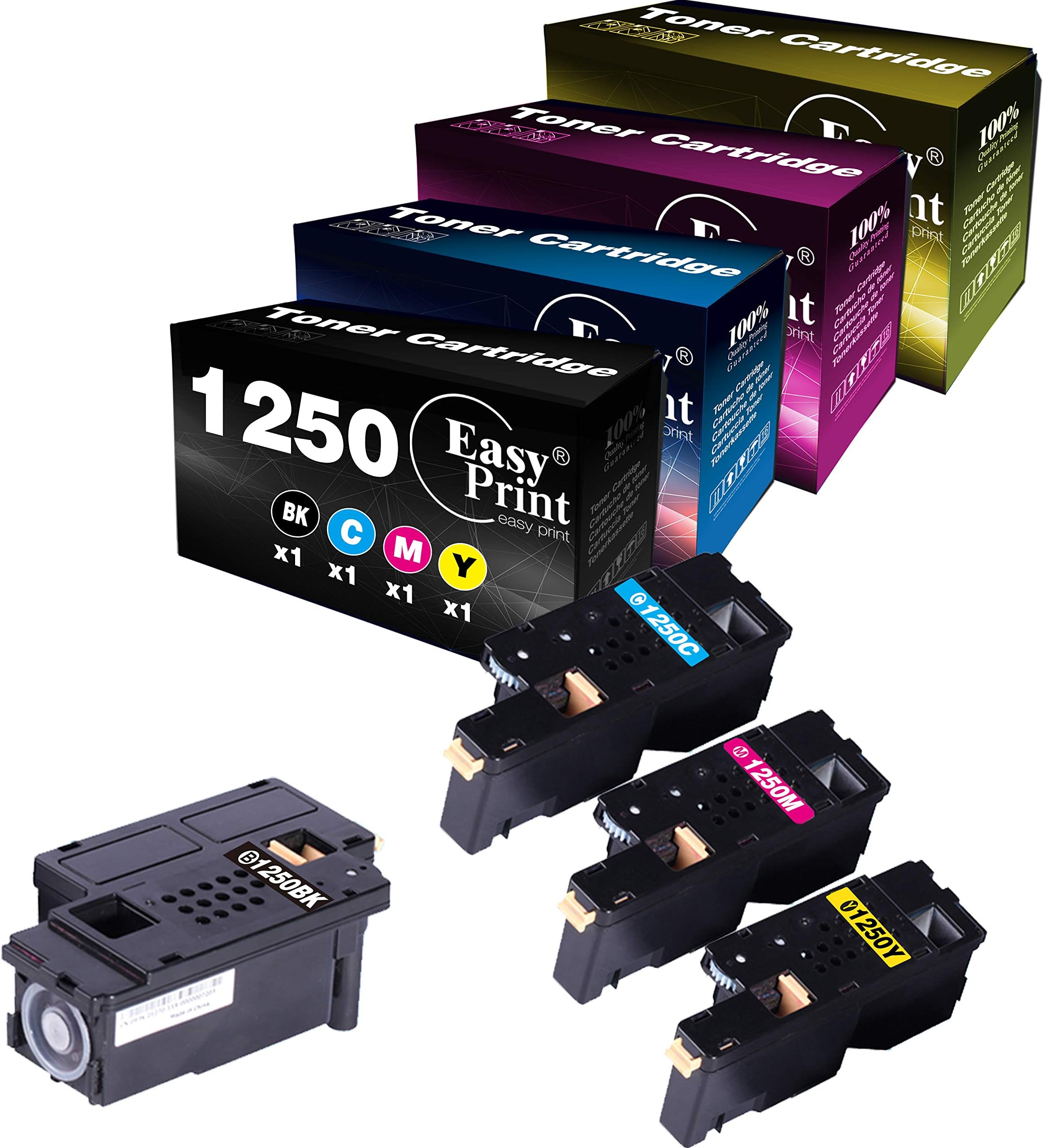 EASY PRINT EASY PRINT (4-Pack Set) Compatible 1250 Toner Cartridge Used for Dell 1250c Dell 1350cnw Dell 1355cn Dell 1355cnw Dell c1760nw Dell c1765nf Dell c1765nfw Printer (BK+C+M+Y), by EasyPrint