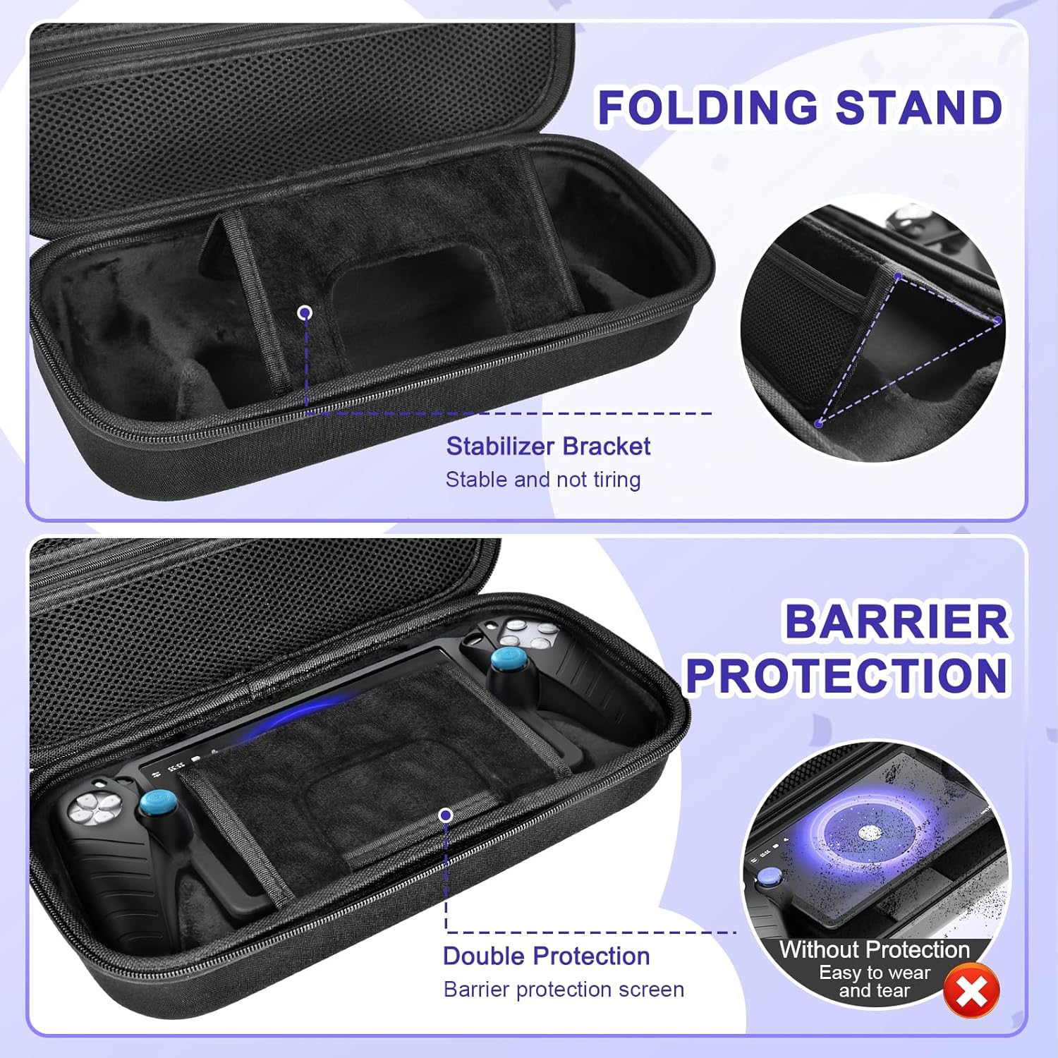 FYOUNG Accessories Kit for PlayStation Portal, Carrying Case Bundle and Magnetic Portable Charger for PS5 Portal with Protective Case, 2 Screen Protectors, Wired Headphone, 8 Thumb Grips (Black)