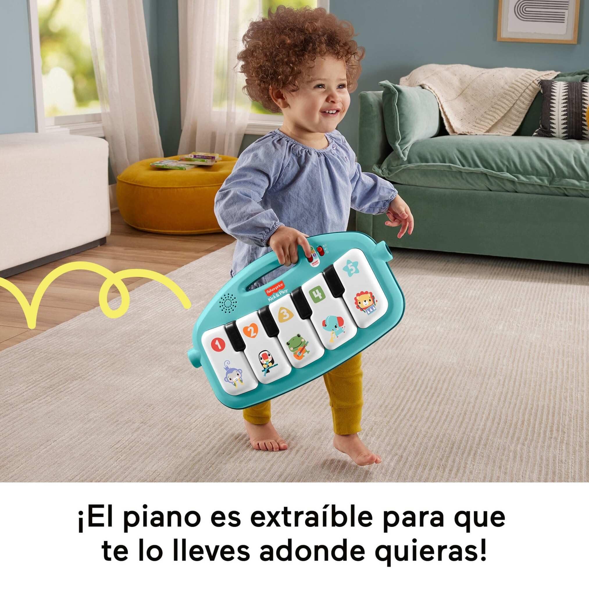 Fisher-Price Glow & Grow Gimnasio-piano pataditas, Alfombra de juego con animales y accesorios de aprendizaje con luces y sonidos, versión castellano, juguete regalo para bebés recién nacidos, HYH60