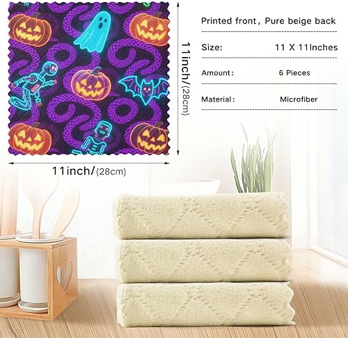Miniatura 3 de Halloween Orange Pumpkin Robot Halloween Decorations Cute Dish Towels Terry Kitchen Funny Kitchen Tea Towels French Reusable Martillo para cocina