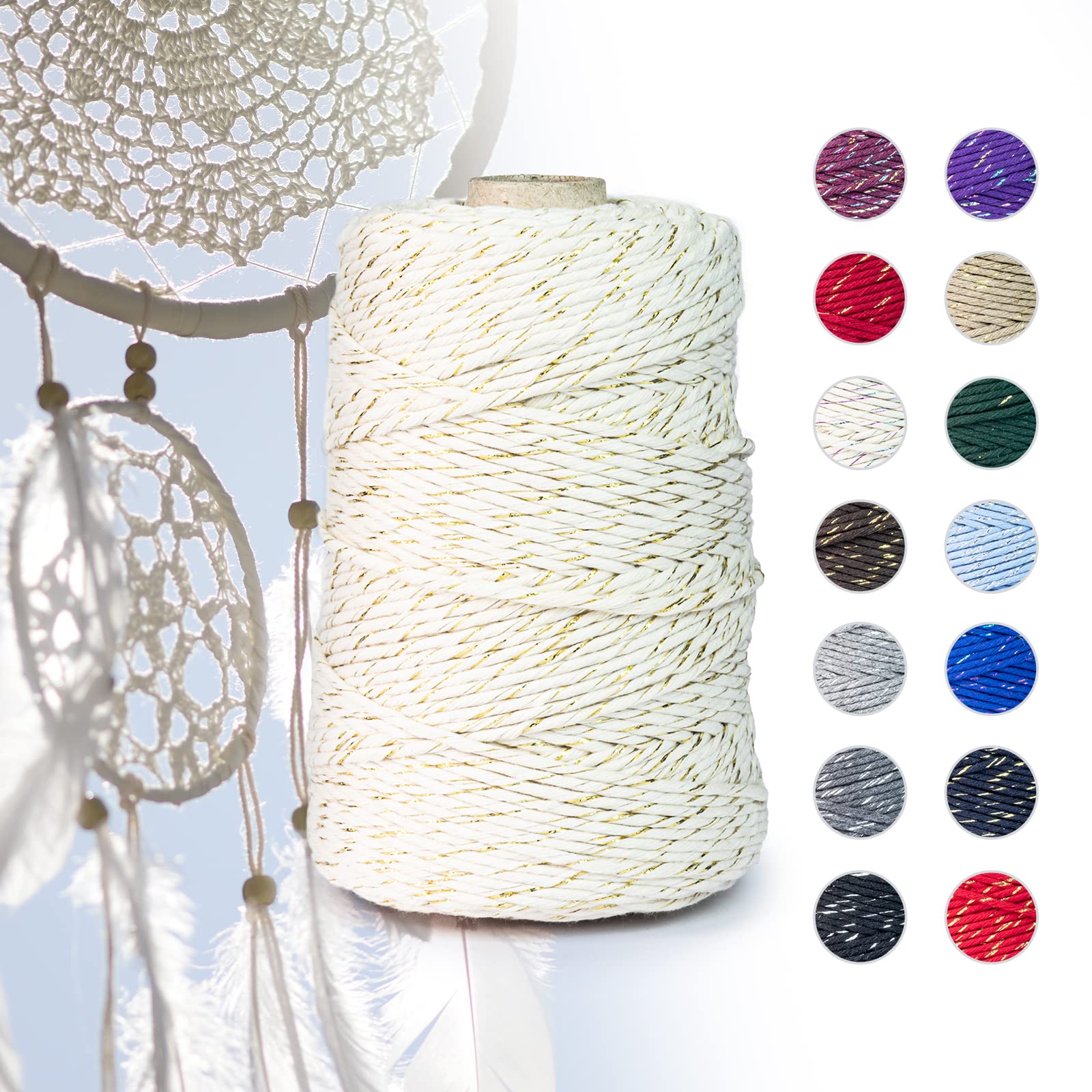 Makramee Garn 4mm X 100m - 100% Baumwolle, Für DIY Projekte & Deko