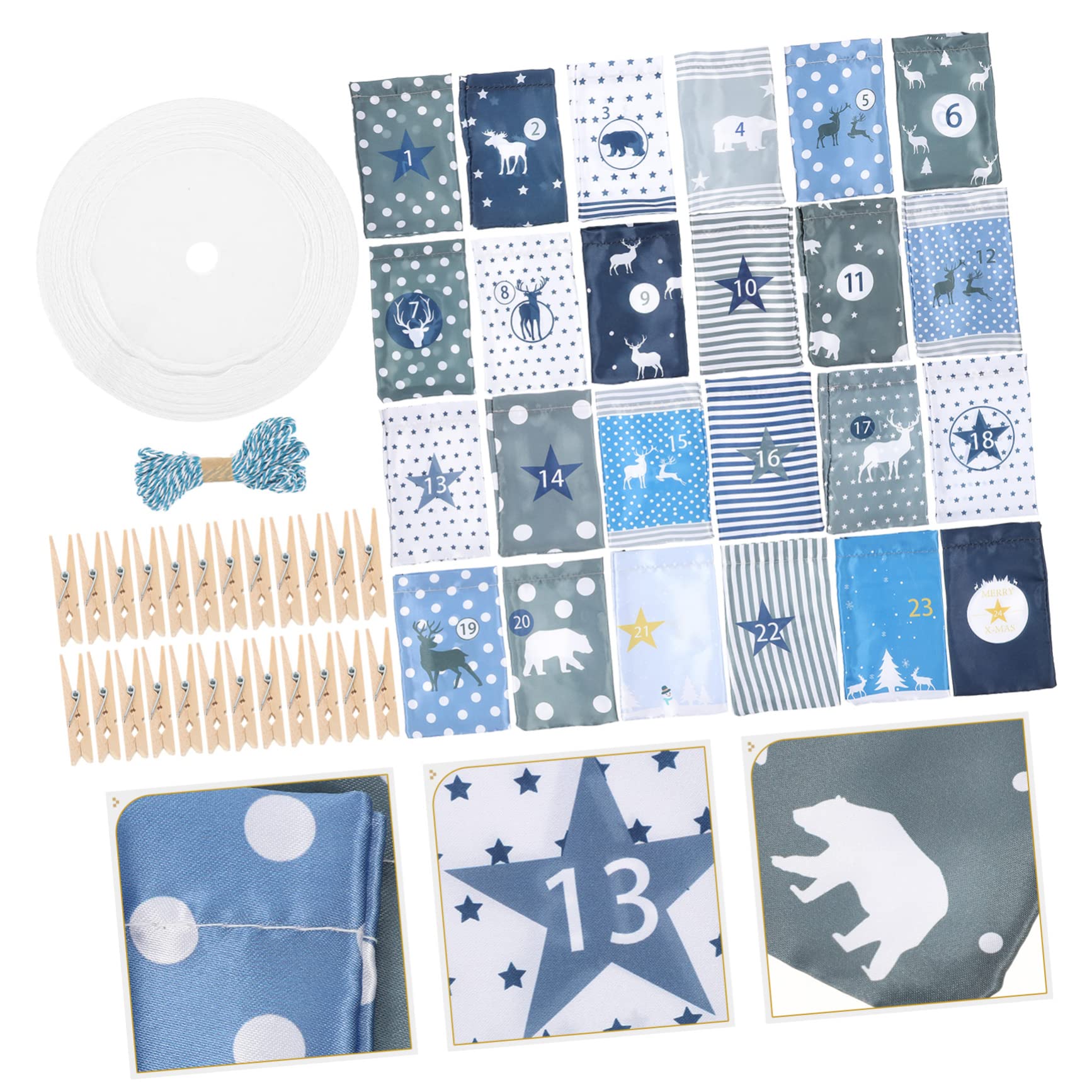 TOPBATHY 48 Stk Weihnachtsgeschenktüte Weihnachtliche Süßigkeitentüten Zum Aufhängen Adventskalender Stoffbeutel Weihnachtstüte Mit Süßigkeiten Weihnachts-countdown-taschen Hölzern