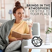 Vista 2 de Everydecor Esfera decorativa para decoración del hogar, negro y dorado, pintada a mano, bolas decorativas modernas para sala de estar, dormitorio