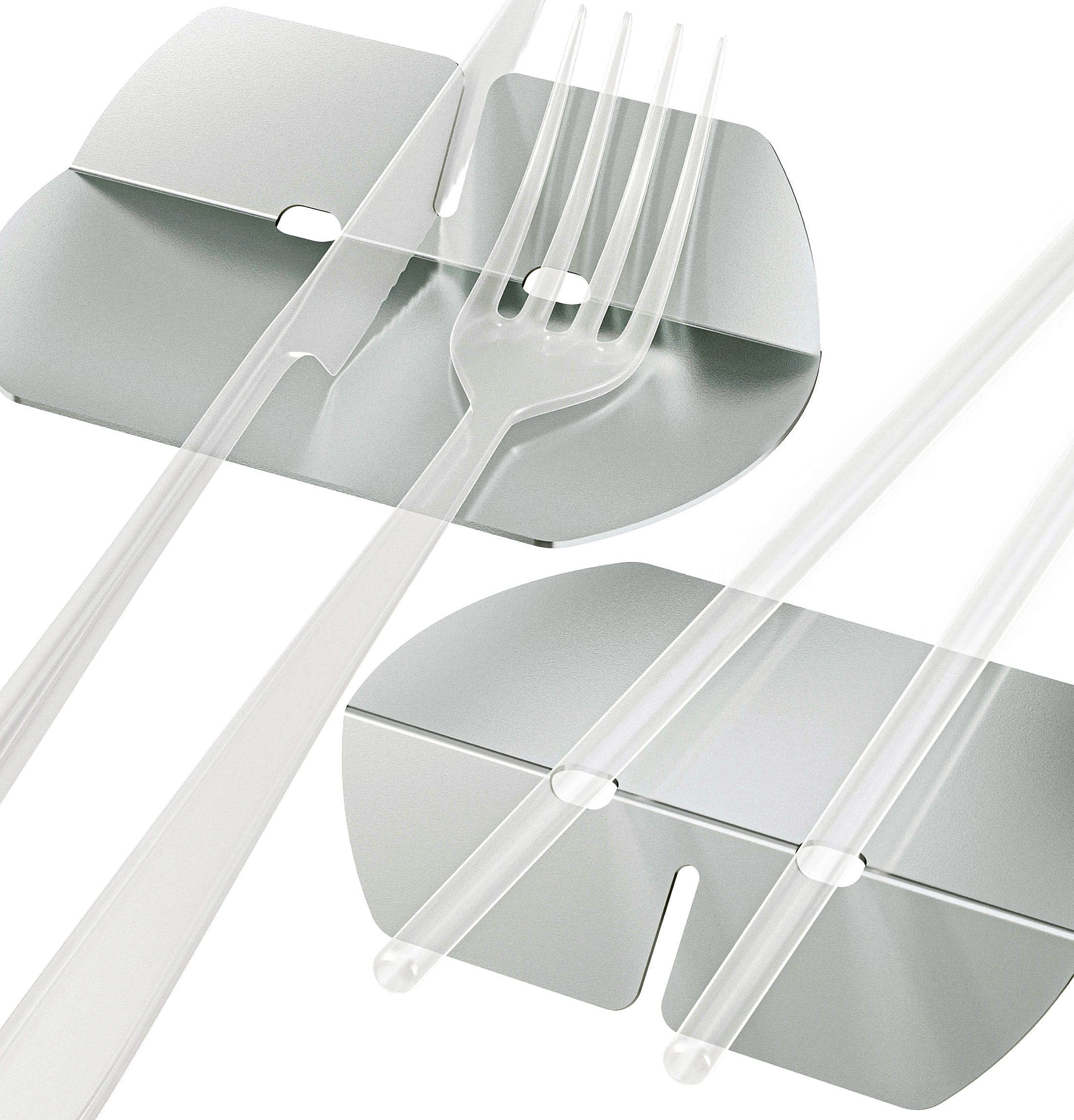 Besteck Ablage Tisch für Messer Gabel Löffel SET 8 Stück Edelstahl Messerbank Stäbchenablage poliert silber