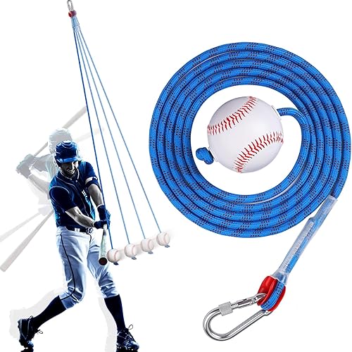 TOBWOLF Entrenador de bateo de béisbol, sóftbol, bateo, entrenamiento de práctica de bateo, ayuda al béisbol en una cuerda, equipo de práctica de