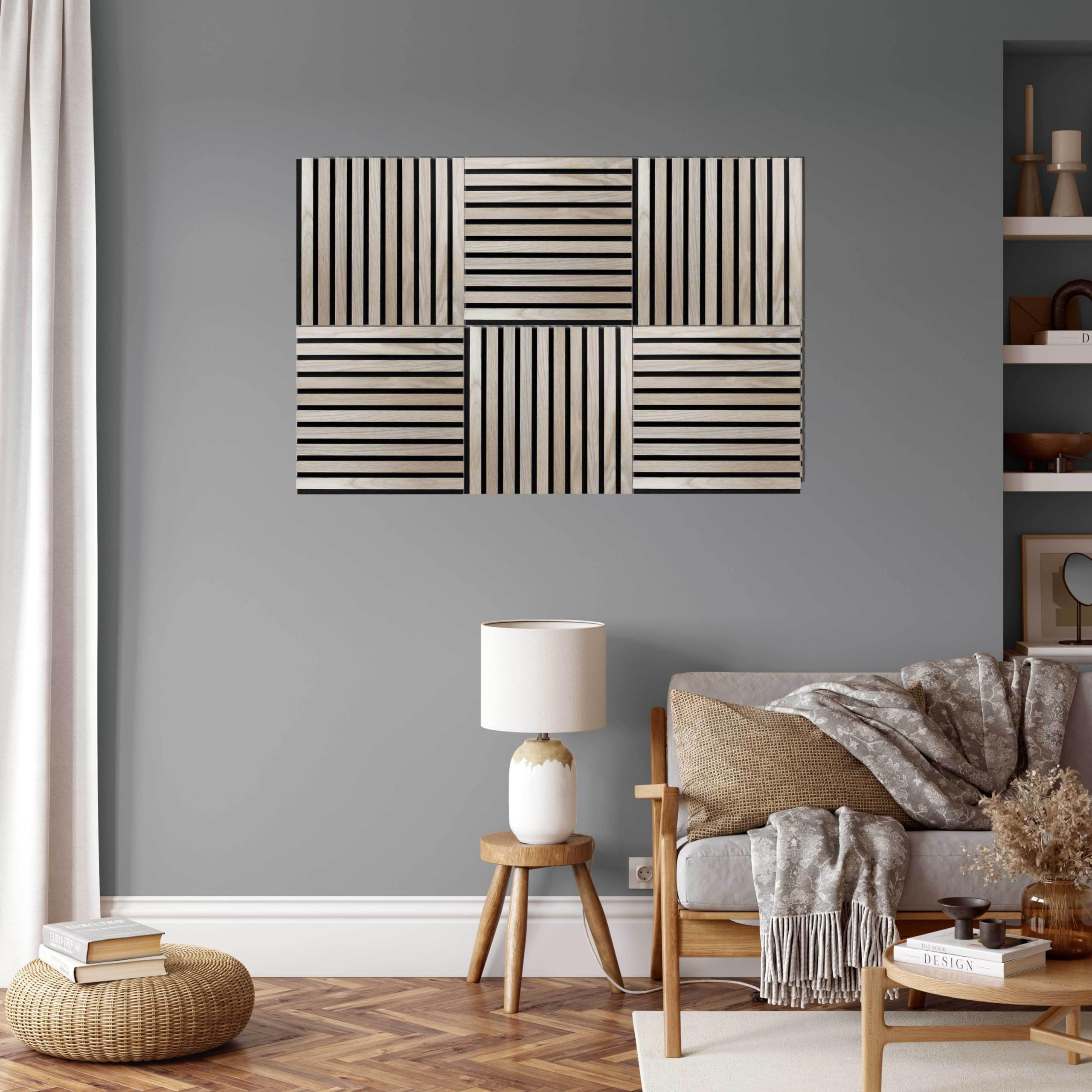 PROVISTON Zestaw 4 paneli ściennych 3D akustycznych 400 x 21 x 400 mm dąb jasno fornirowane płyty MDF drewniane podłoże filcowe jako materiał nośny