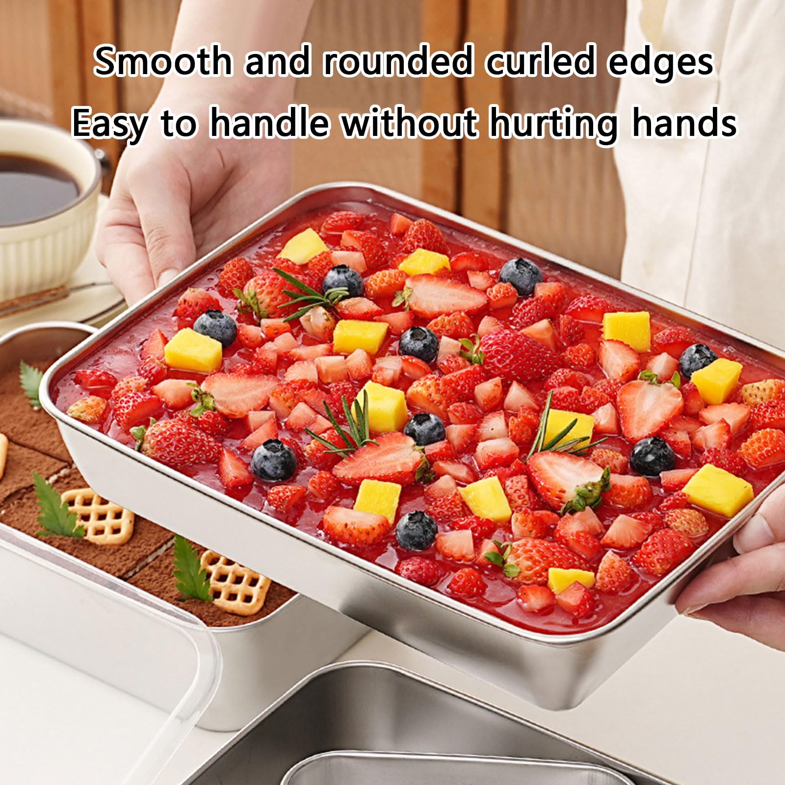 Stainless Steel Tiramisu Tray Mold Box Nonstick Cake Pans With Lid For Baking Enthusiasts Kitchen Dessert Bakewares