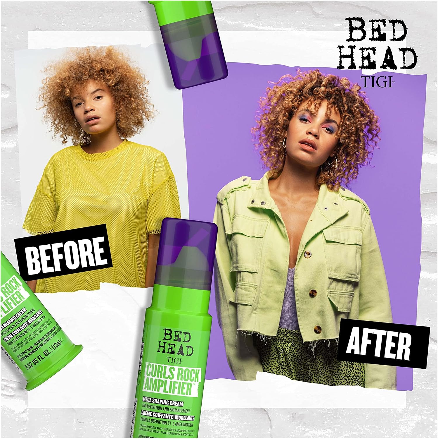 TIGI Bed Head Curls Rock Amplifier Curl Cream for Definition and Enhancement of All Curly Hair Types,3.38 fl oz,(Pack of 6)
