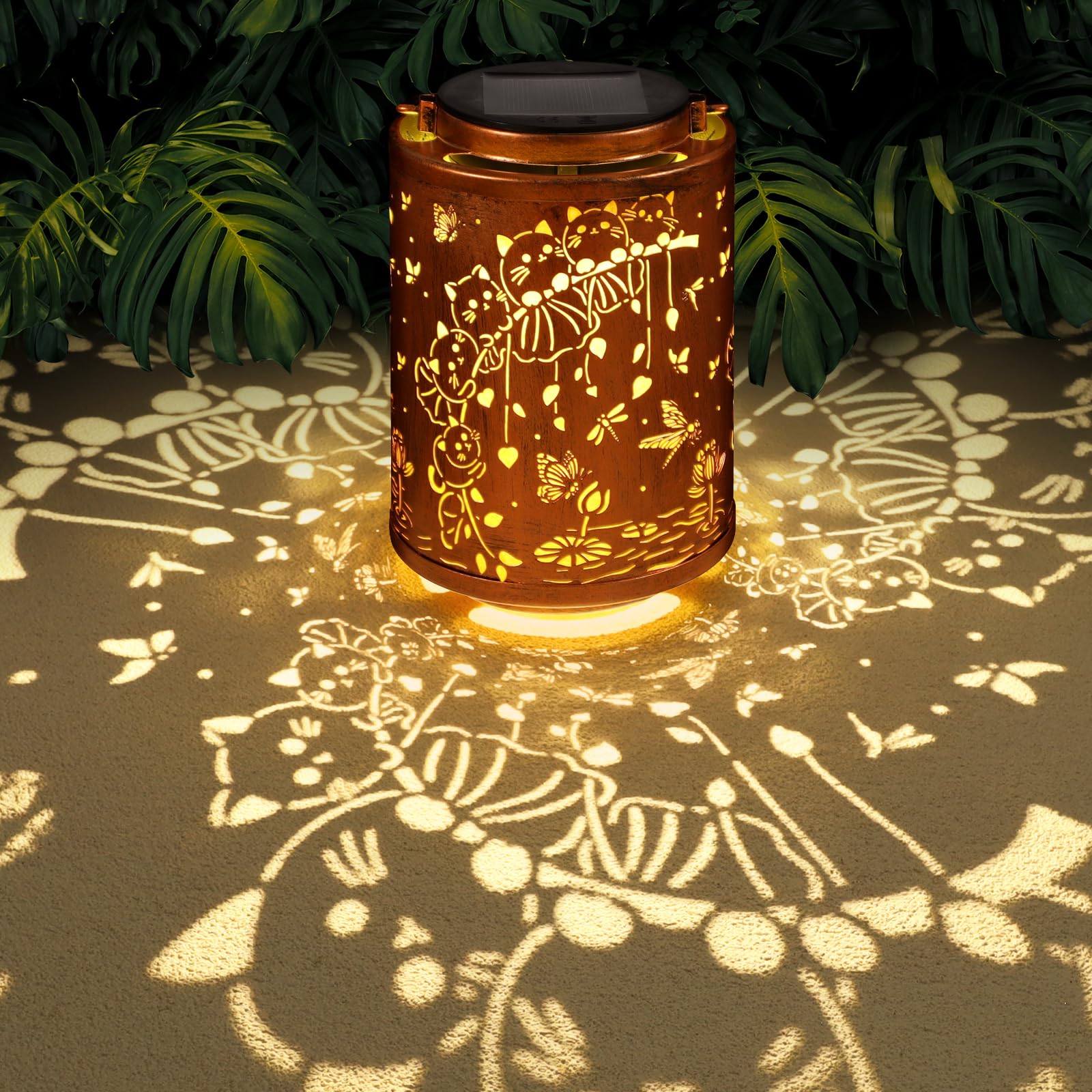 Cat Solar Lantern Metal Hanging Garden Decor Birthday Gifts for Women