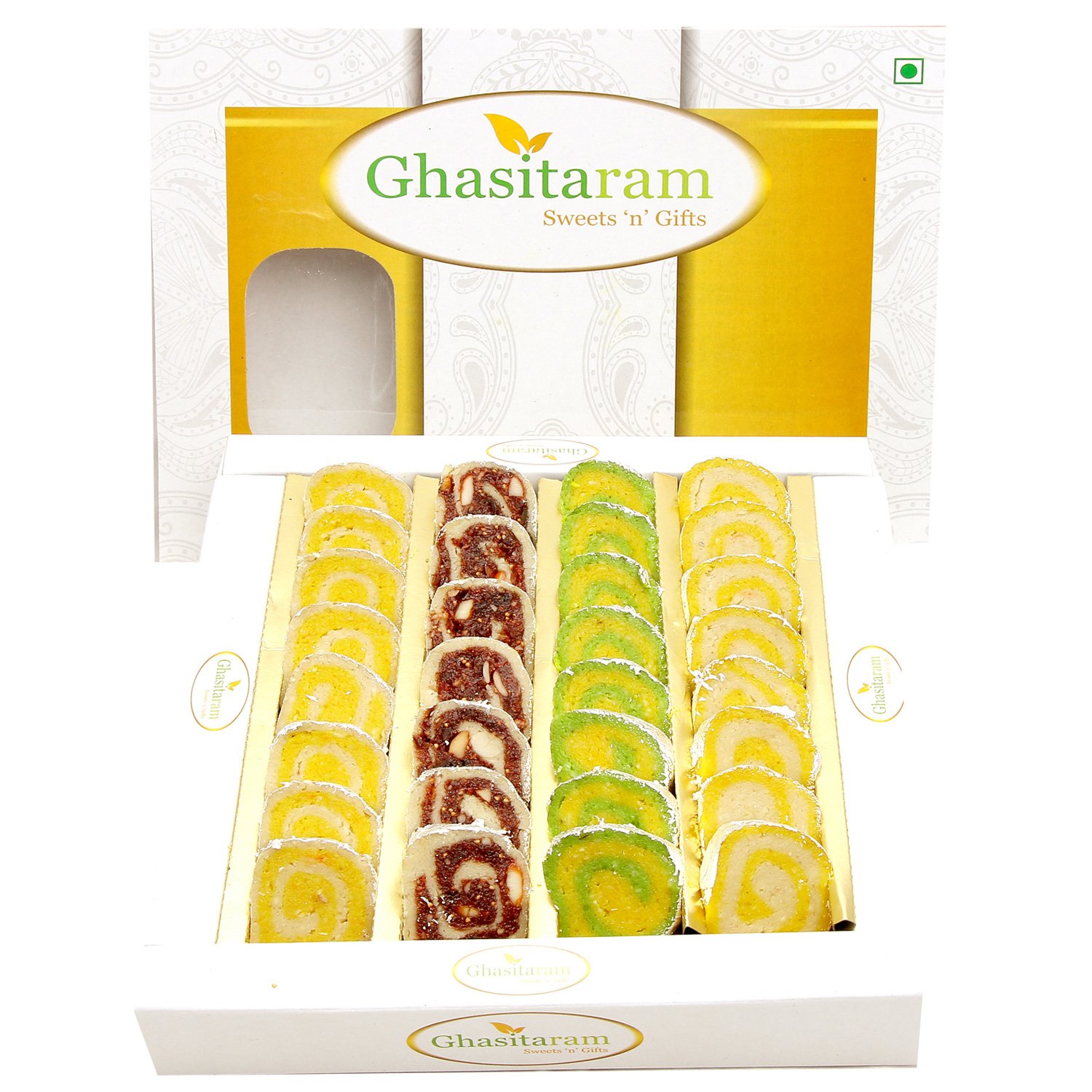 Ghasitaram Gifts Sweets - Pure Kaju Assorted Moons (400 GMS) |Sweets|Sweets Gift Pack|Diwali Sweets|Indian Mithai|Diwali Sweets Gift Box|Sweets Gift Box